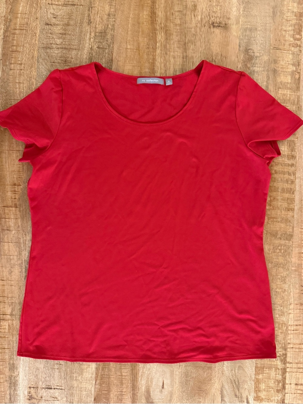 NY Collection Women’s XL Red Stretch Scoop Neck Short Sleeve Top